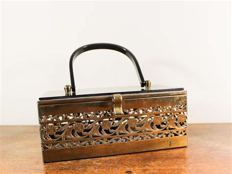 metal and lucite box purse|Lucite Metal Purse .